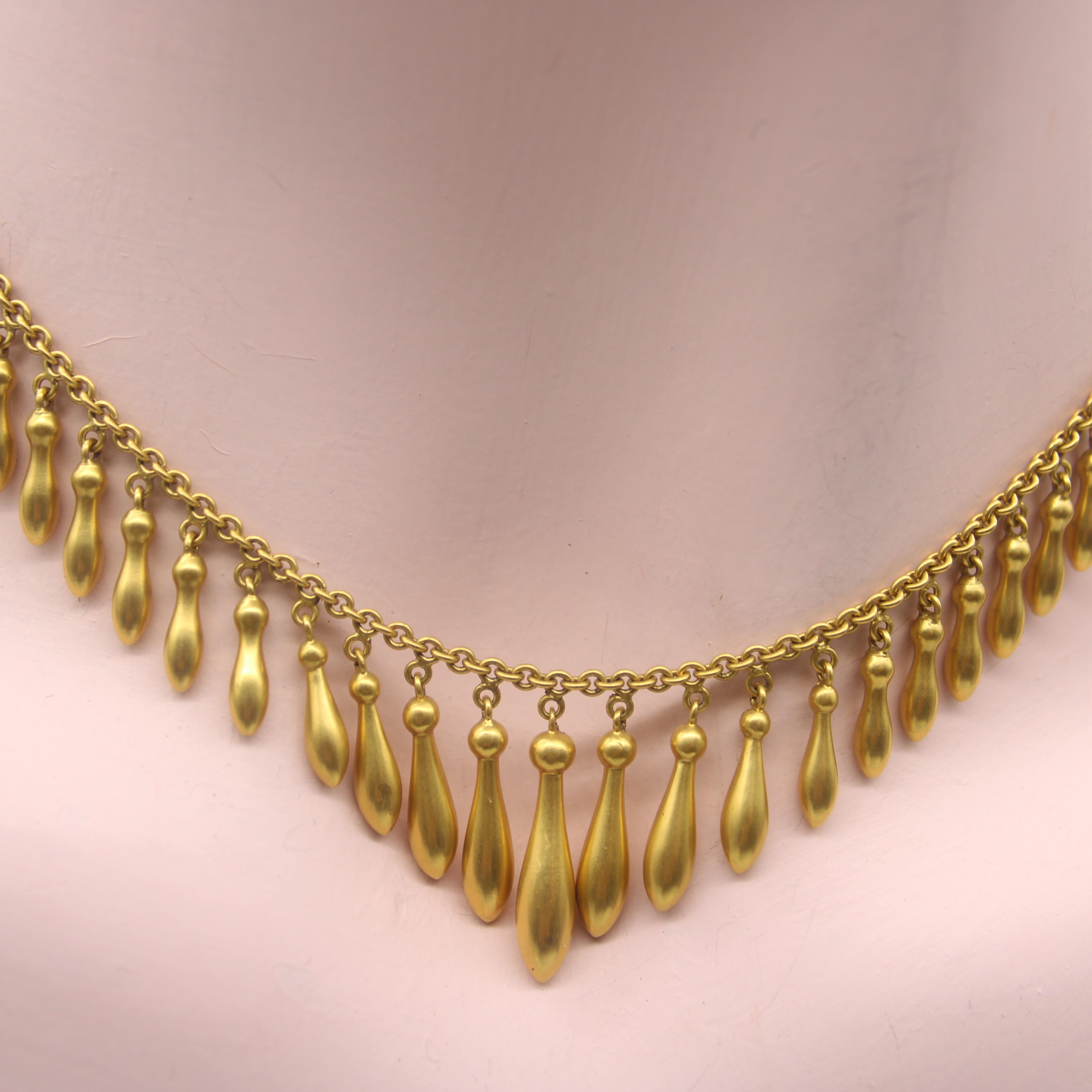 Victorian 14K Gold Graduated Fringe Necklace  For Sale 3