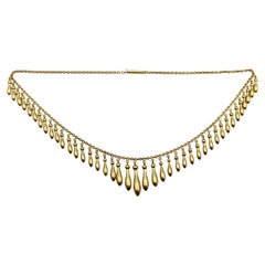 Viktorianische 14K Gold abgestufte Fransen-Halskette 