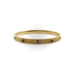 Victorian 14K Gold Greek Key Design Bracelet with Sapphires