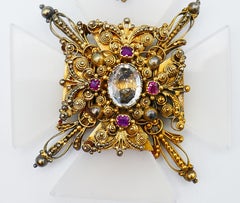 Victorian 14k Gold Multi-Gems Maltese Cross Pendant