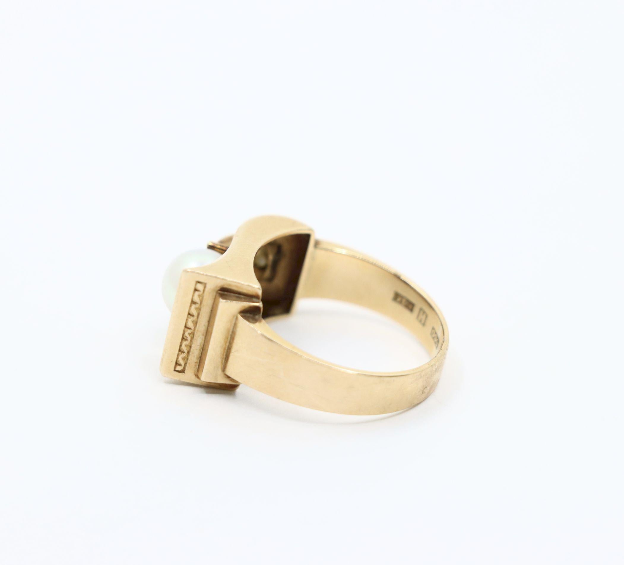Victorian 14K Gold Pearl Belt Buckle Ring For Sale 5