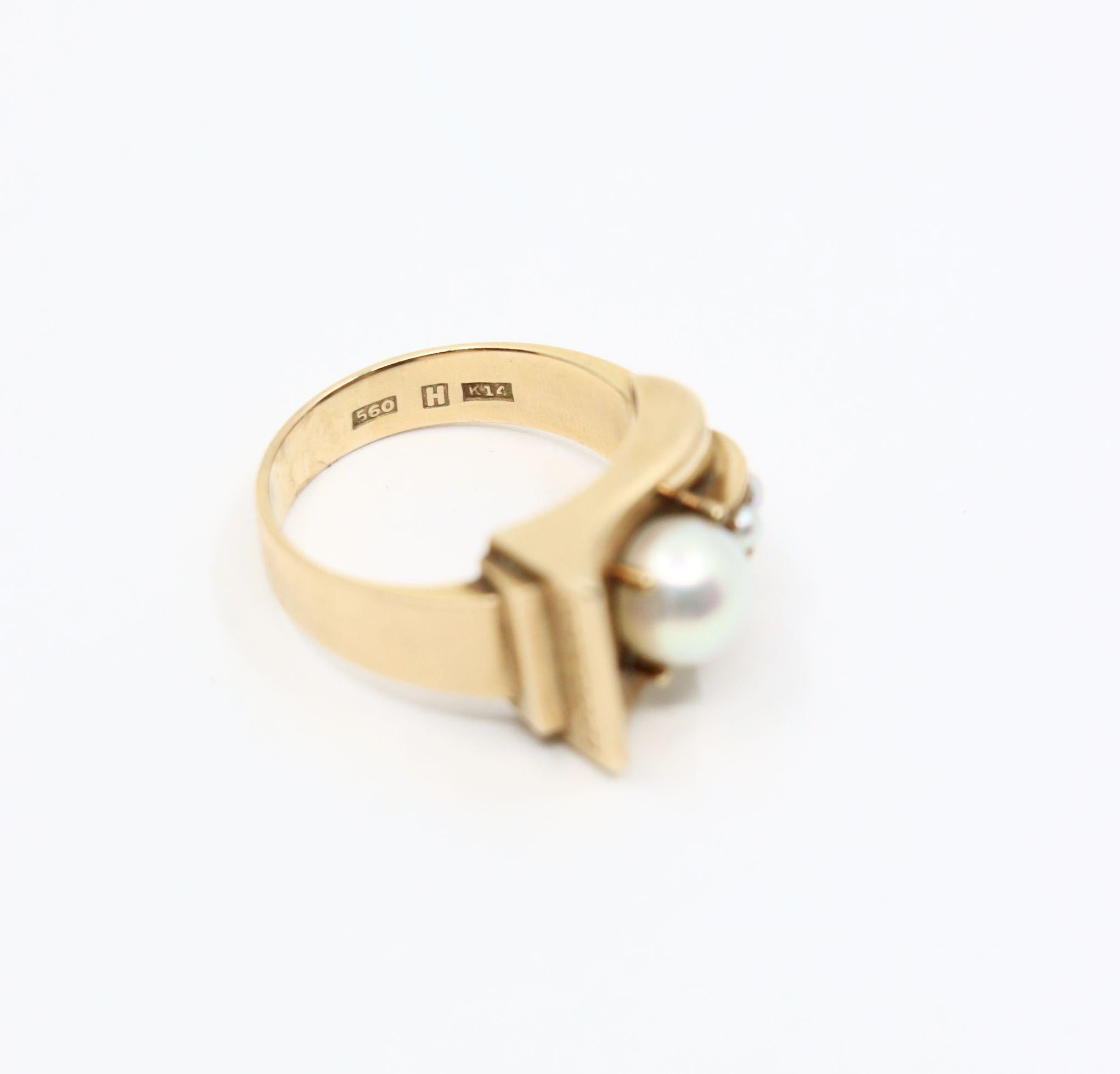 Victorian 14K Gold Pearl Belt Buckle Ring For Sale 6