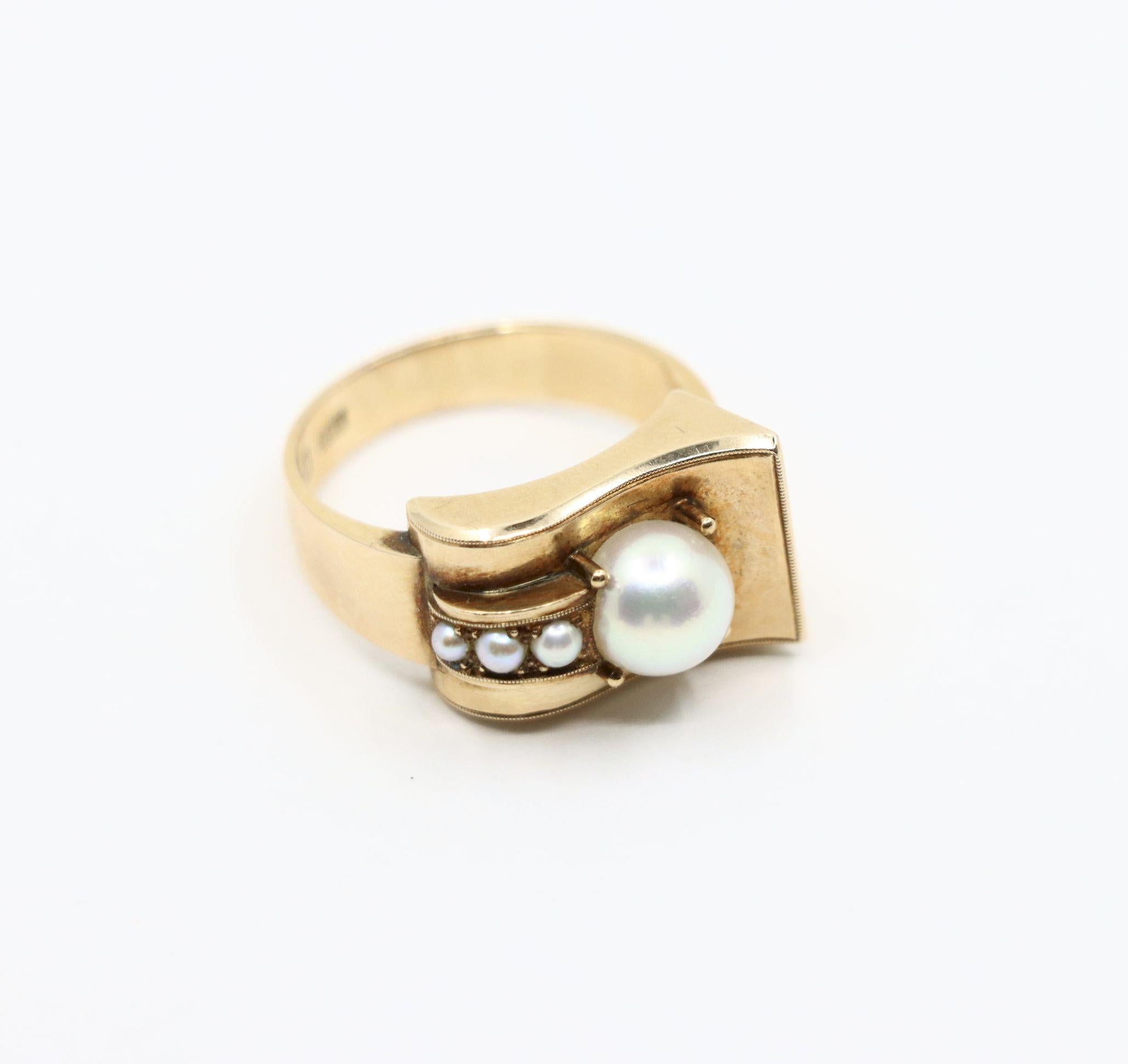 Victorian 14K Gold Pearl Belt Buckle Ring For Sale 8