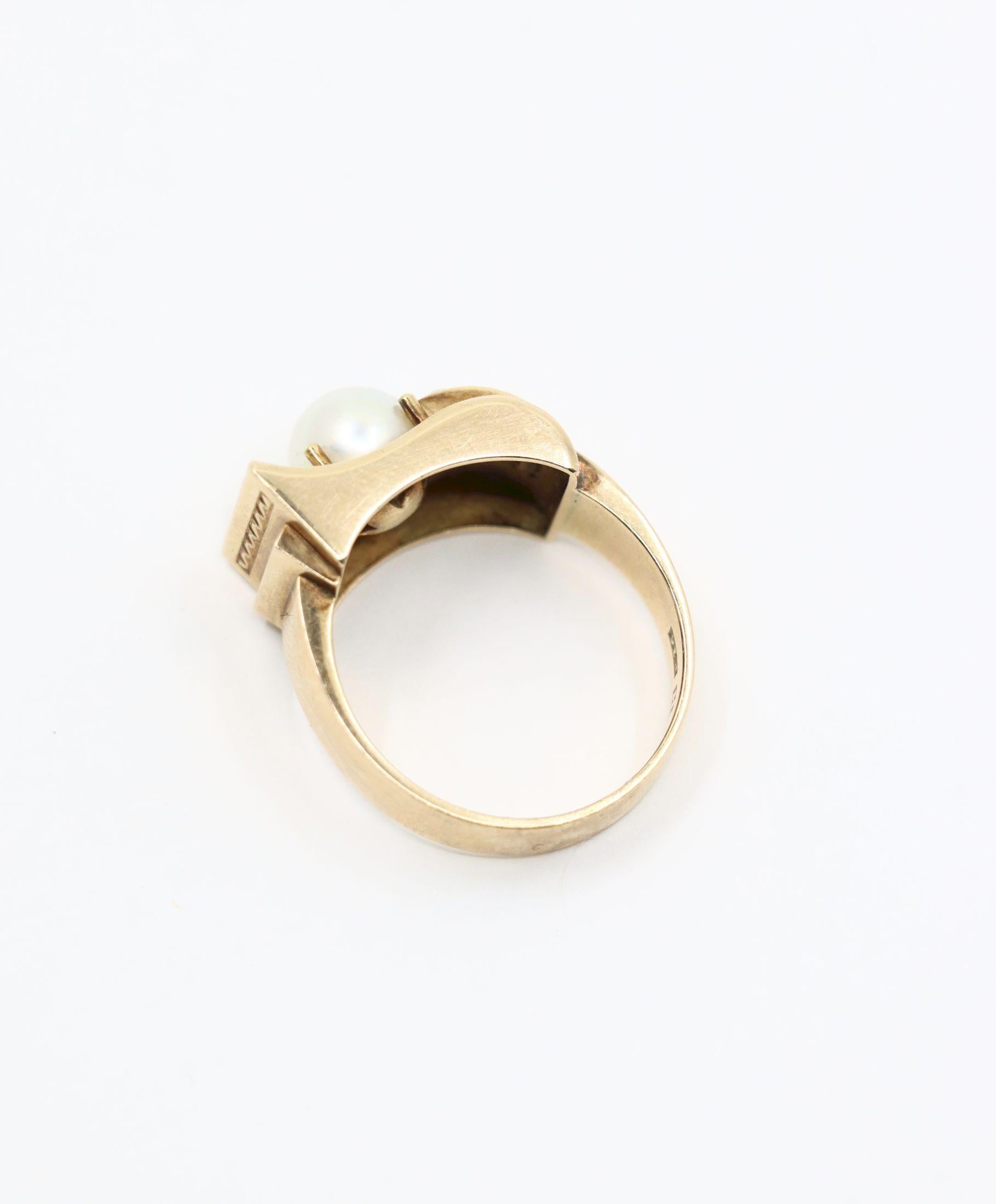 Victorian 14K Gold Pearl Belt Buckle Ring For Sale 4