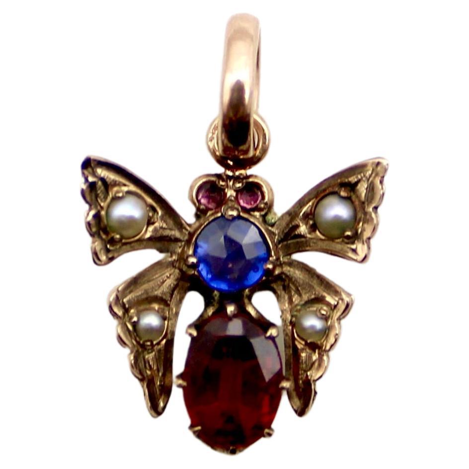 Butterfly Pearl Sterling Silver Pendant plated in 18K Gold