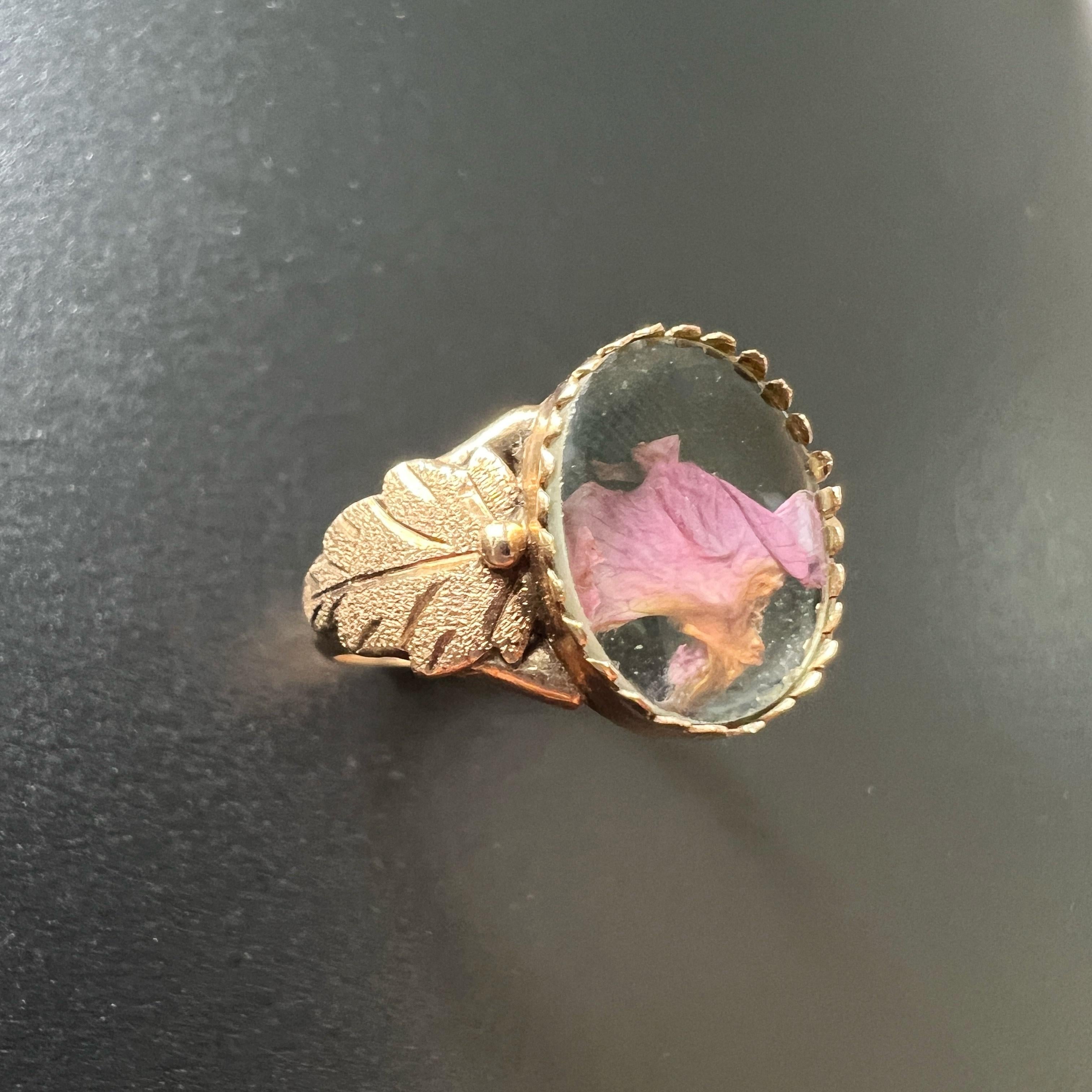 Women's or Men's Victorian 14k gold secret box floral ring, antique locket ring For Sale