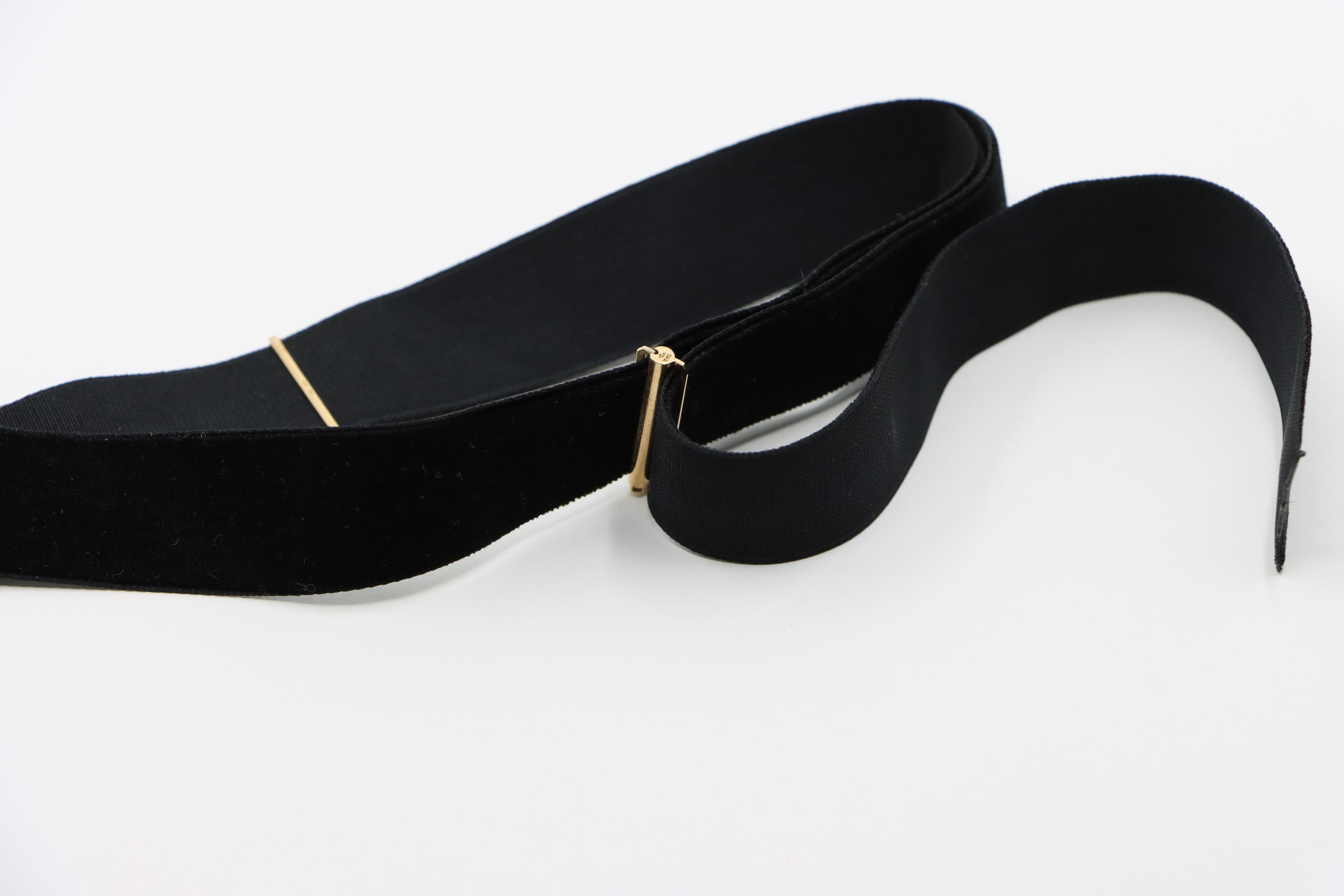 Victorian 14K Gold Seed Pearl Buckles Black Velvet Choker For Sale 6