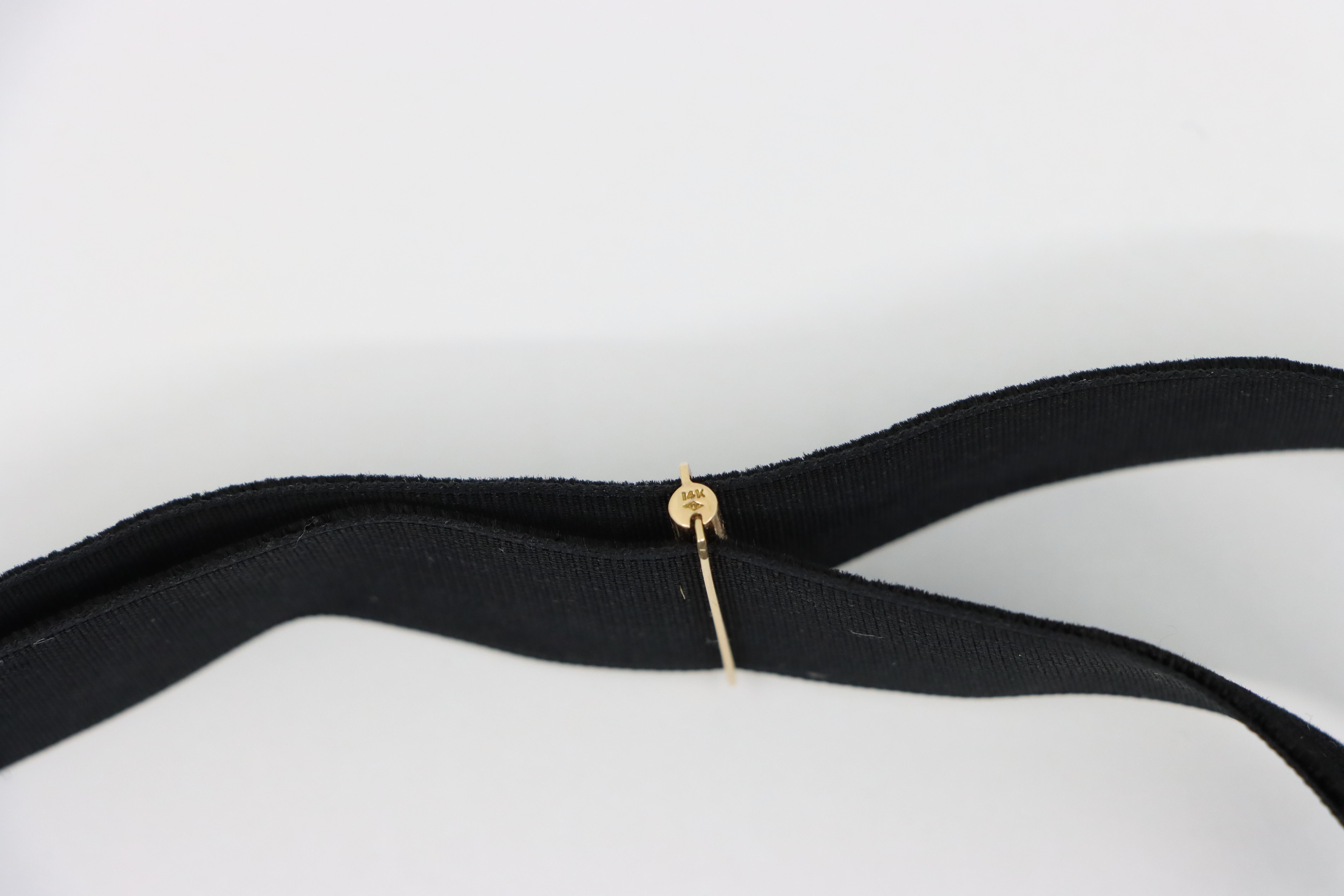 Victorian 14K Gold Seed Pearl Buckles Black Velvet Choker 4