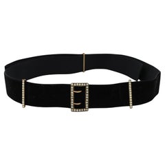 Victorian 14K Gold Seed Pearl Buckles Black Velvet Choker