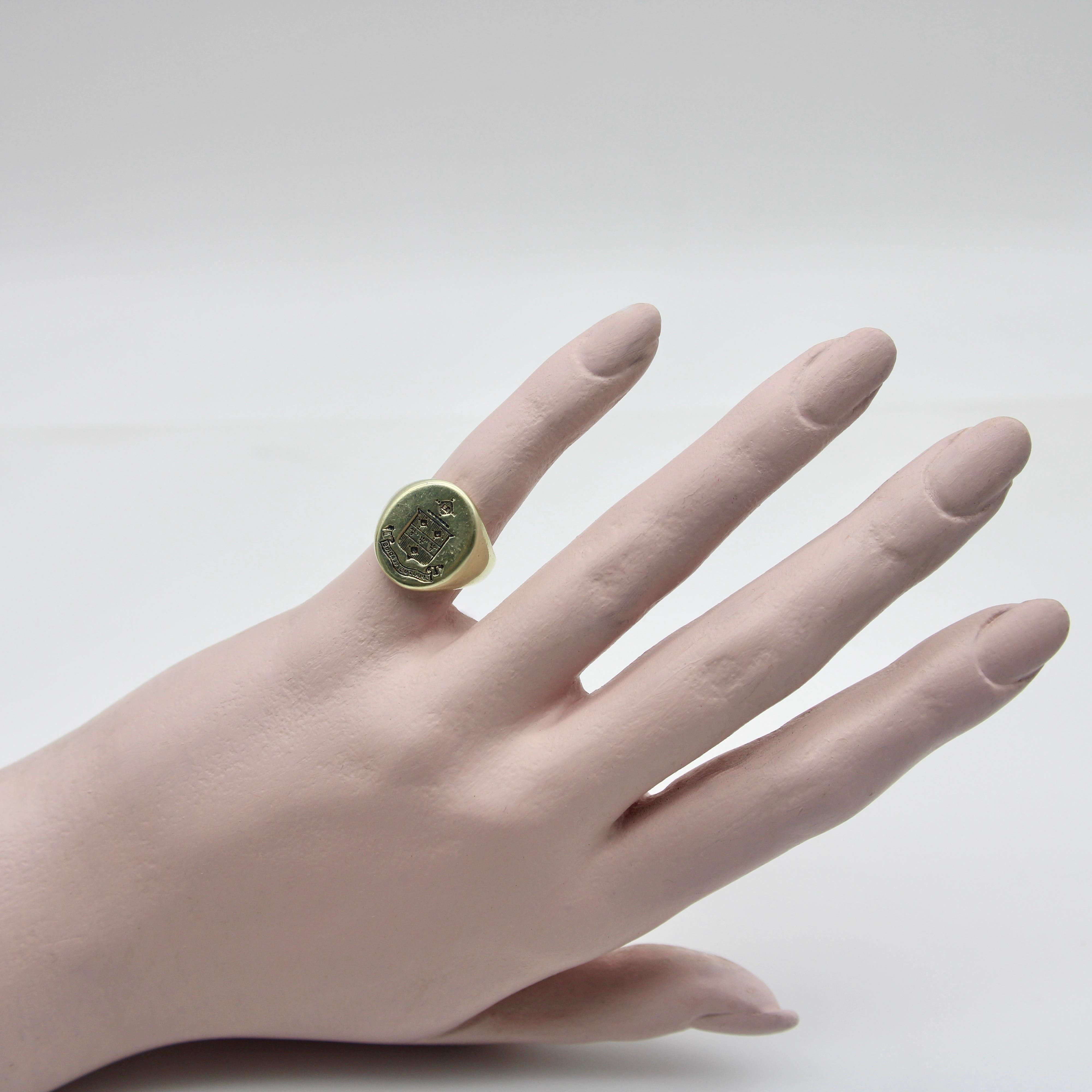 Victorian 14K Gold Signet Ring with “Spiritus Gladius” Motto For Sale 3