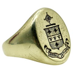 Victorian 14K Gold Signet Ring with “Spiritus Gladius” Motto