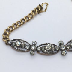 Bracciale vittoriano in oro 14K e argento antico con diamanti da 5 carati US 7.25 Inch 18.9 gr