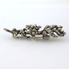 Broche victoriano de oro de 14 quilates y plata en forma de rama con diamantes de 2,00 ct, 1880