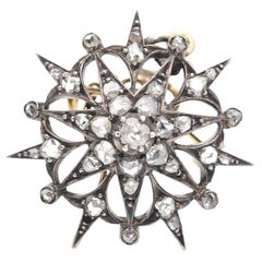 Victorian 14K Gold Silver Diamond Pendant Brooch Transformer, 1900