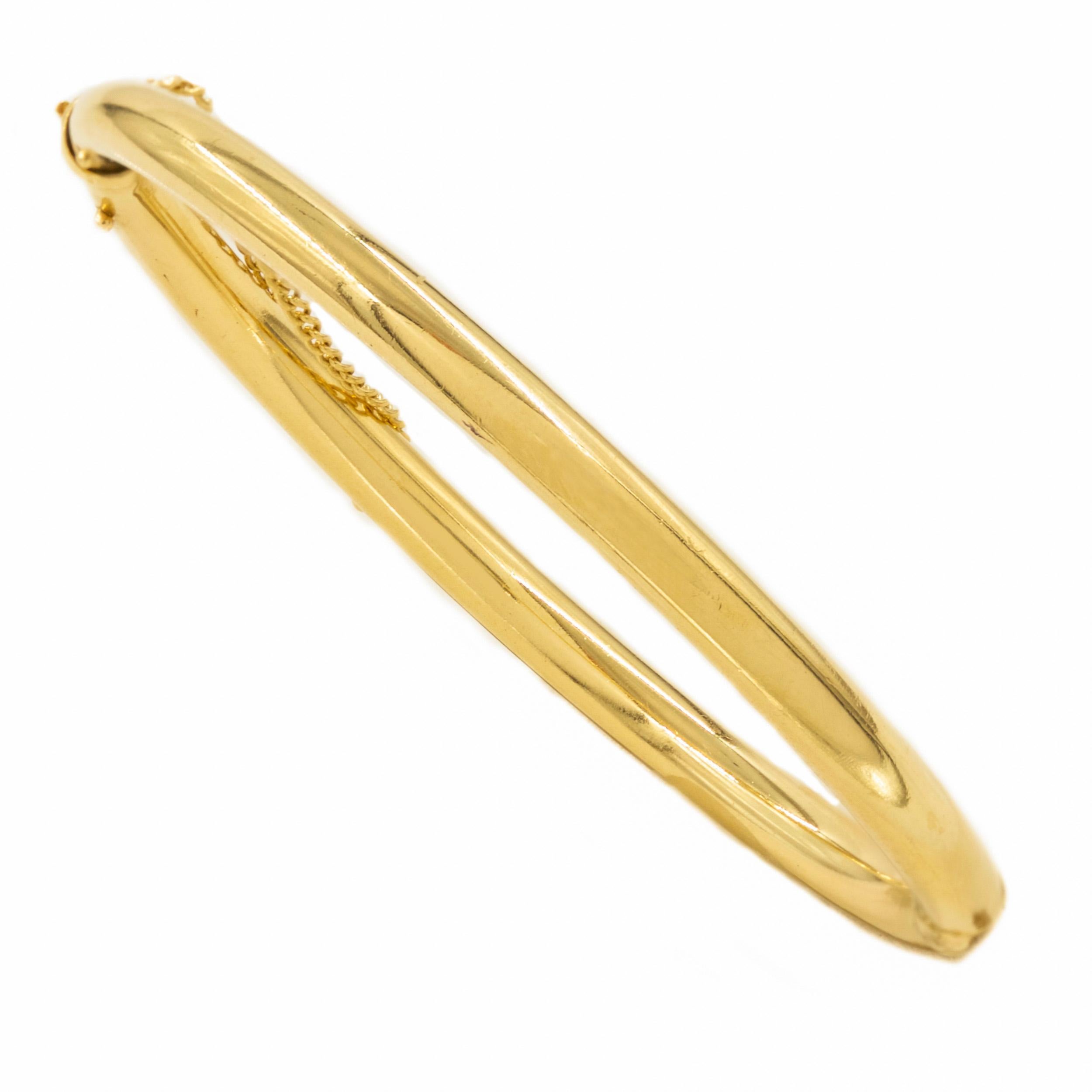 Victorian 14K Gold Tubular Polished Bangle Bracelet, 19th Century In Good Condition In Shippensburg, PA