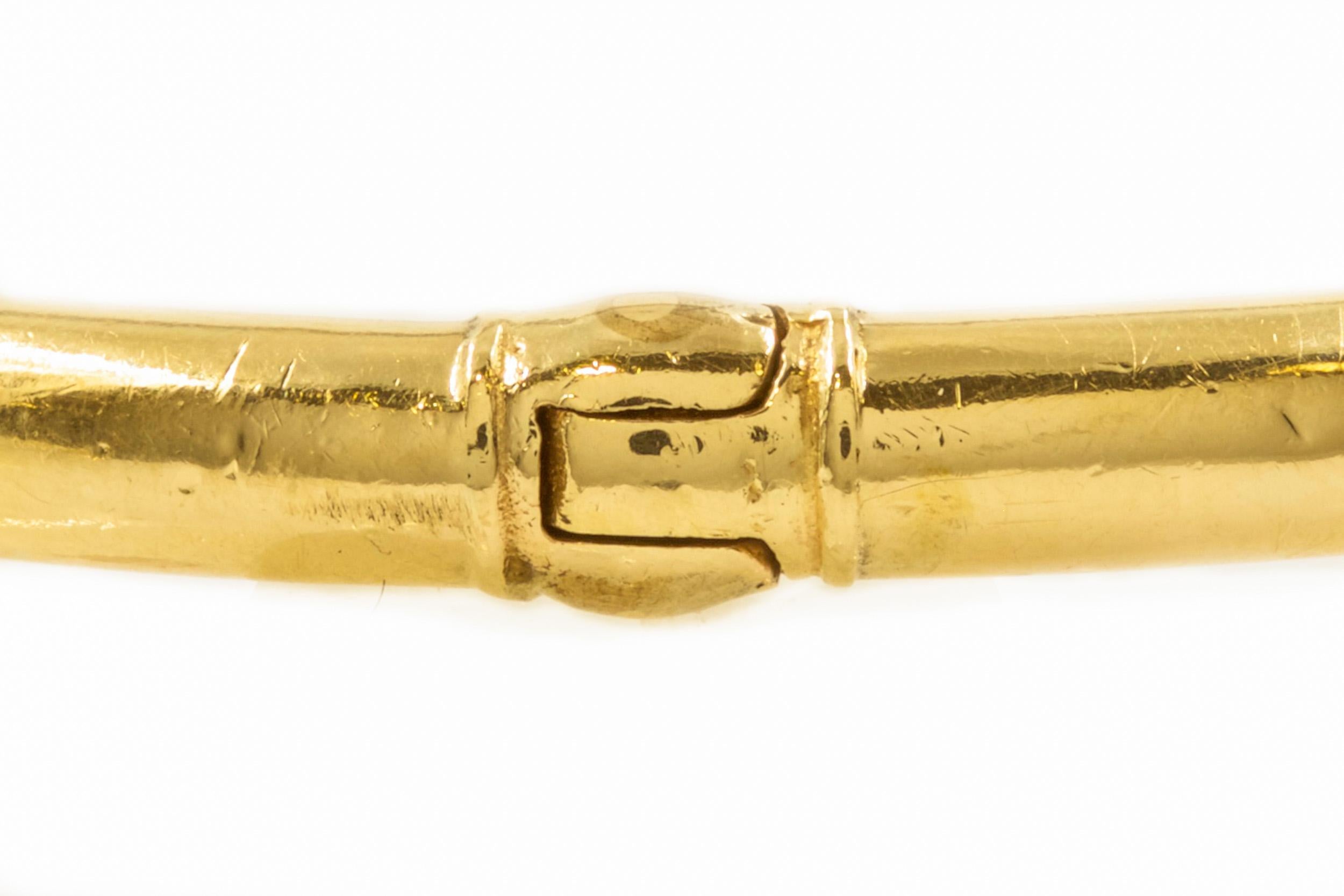 Victorian 14K Gold Tubular Polished Bangle Bracelet, 19th Century 1
