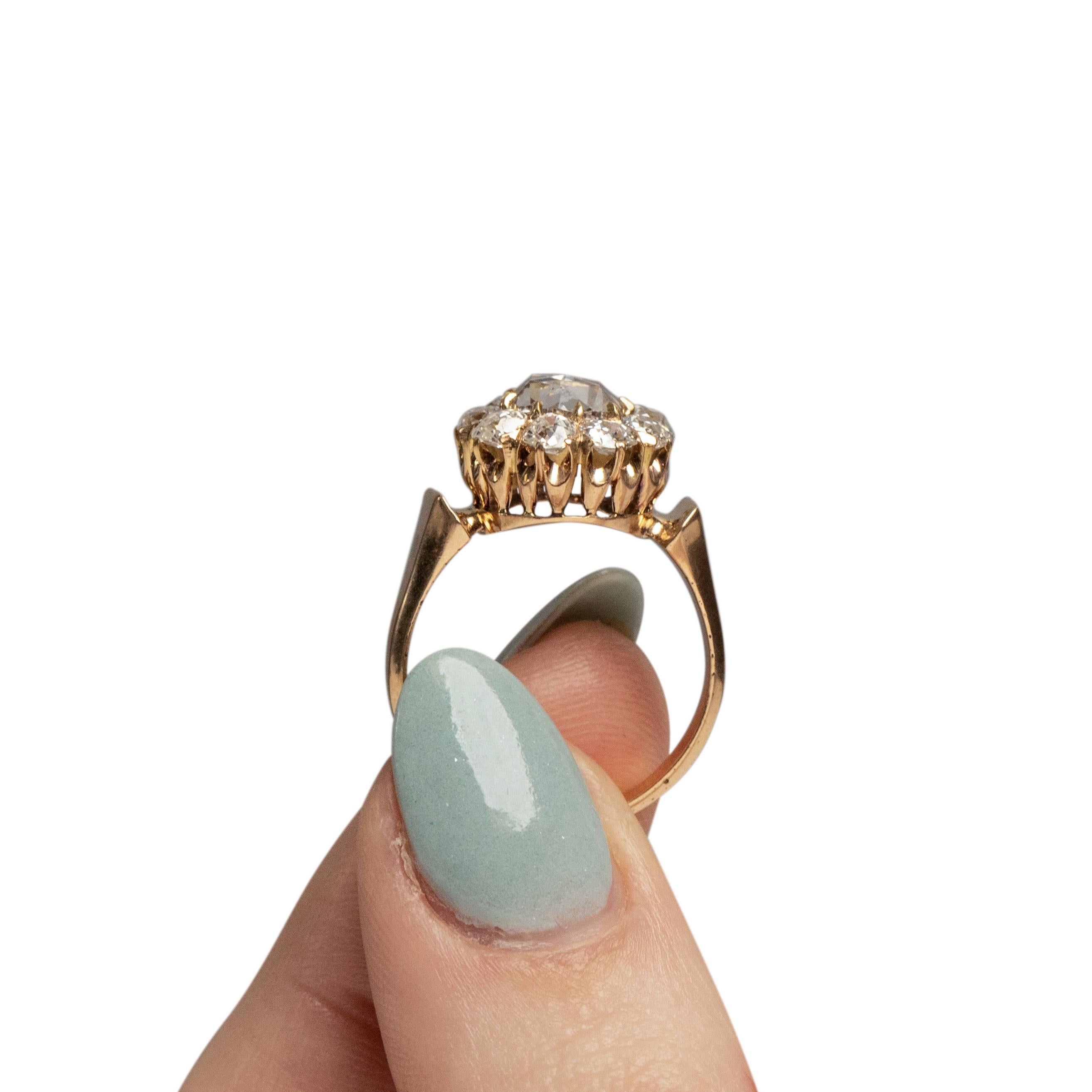 Victorian 14K Gold Vintage 1.07Ct Rose Cut GIA Certified Diamond Engagement Ring 1