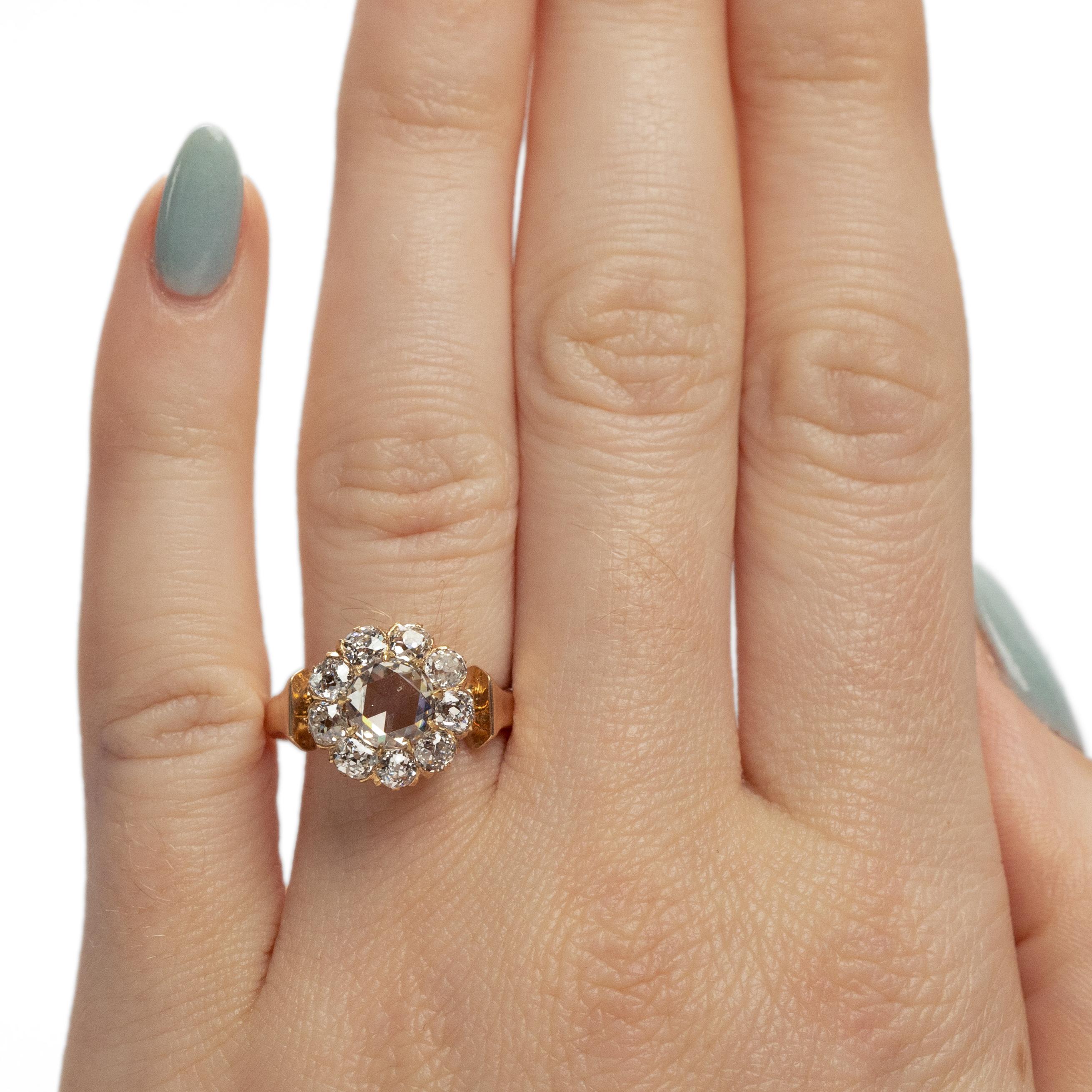 Victorian 14K Gold Vintage 1.07Ct Rose Cut GIA Certified Diamond Engagement Ring 2