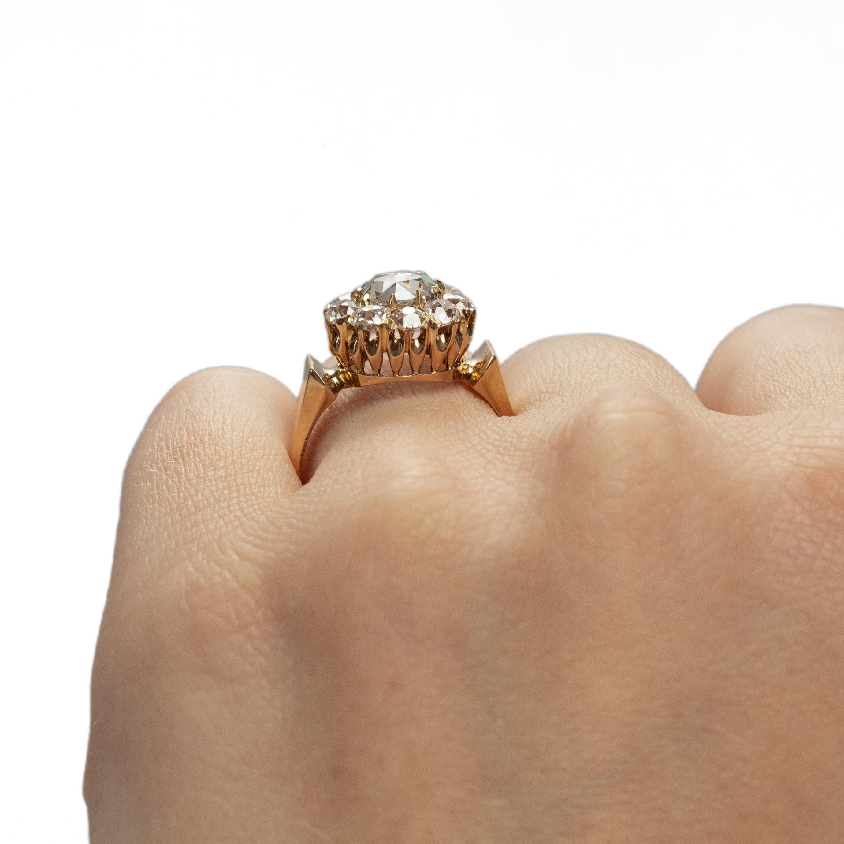 Victorian 14K Gold Vintage 1.07Ct Rose Cut GIA Certified Diamond Engagement Ring 3