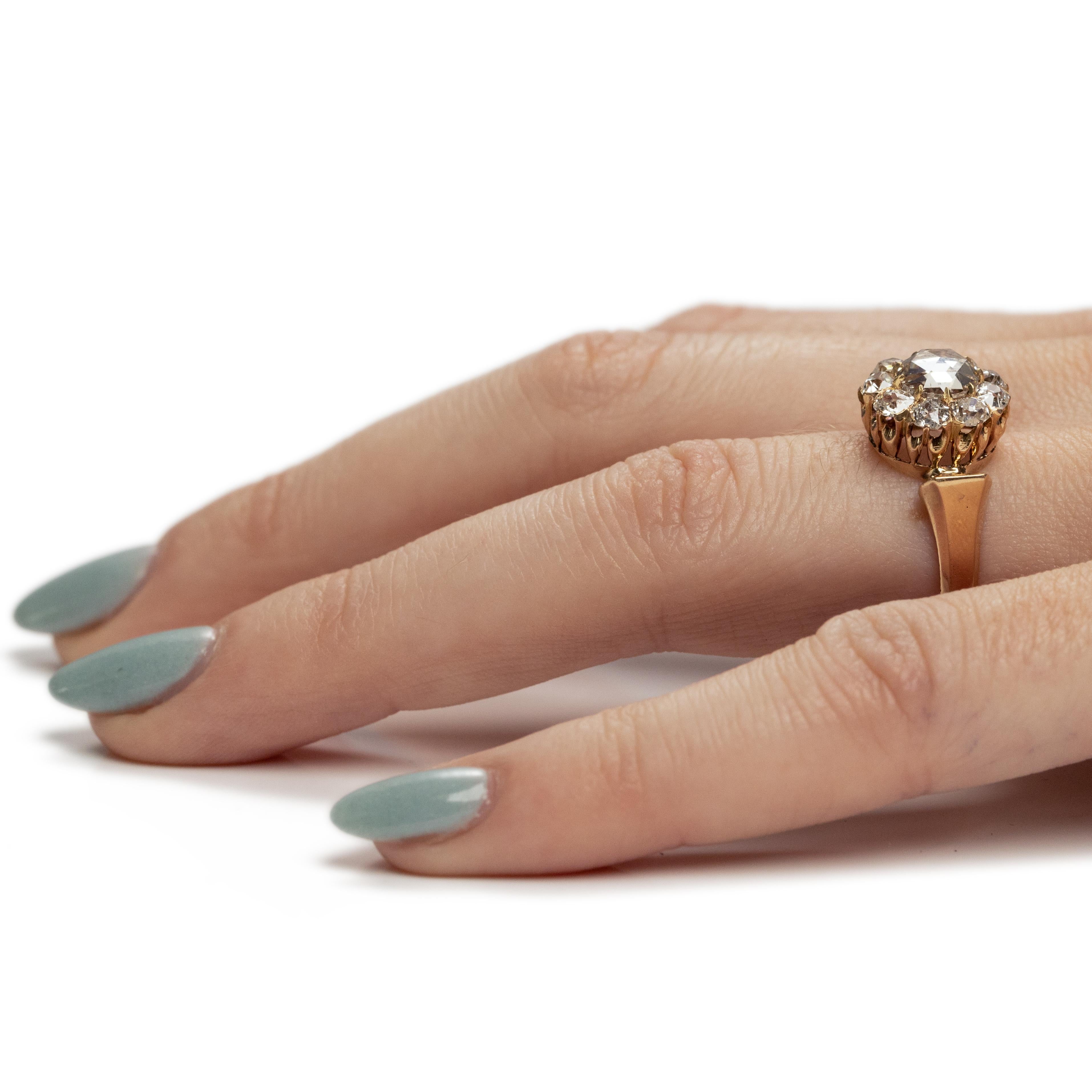 Victorian 14K Gold Vintage 1.07Ct Rose Cut GIA Certified Diamond Engagement Ring 4
