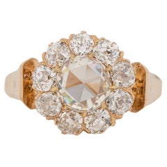 Viktorianischer 14K Gold Vintage 1,07 Karat Rosenschliff GIA zertifizierter Diamant Verlobungsring
