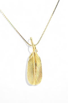 Victorian 14k Gold & VS Diamond Leaf Pendant For Her