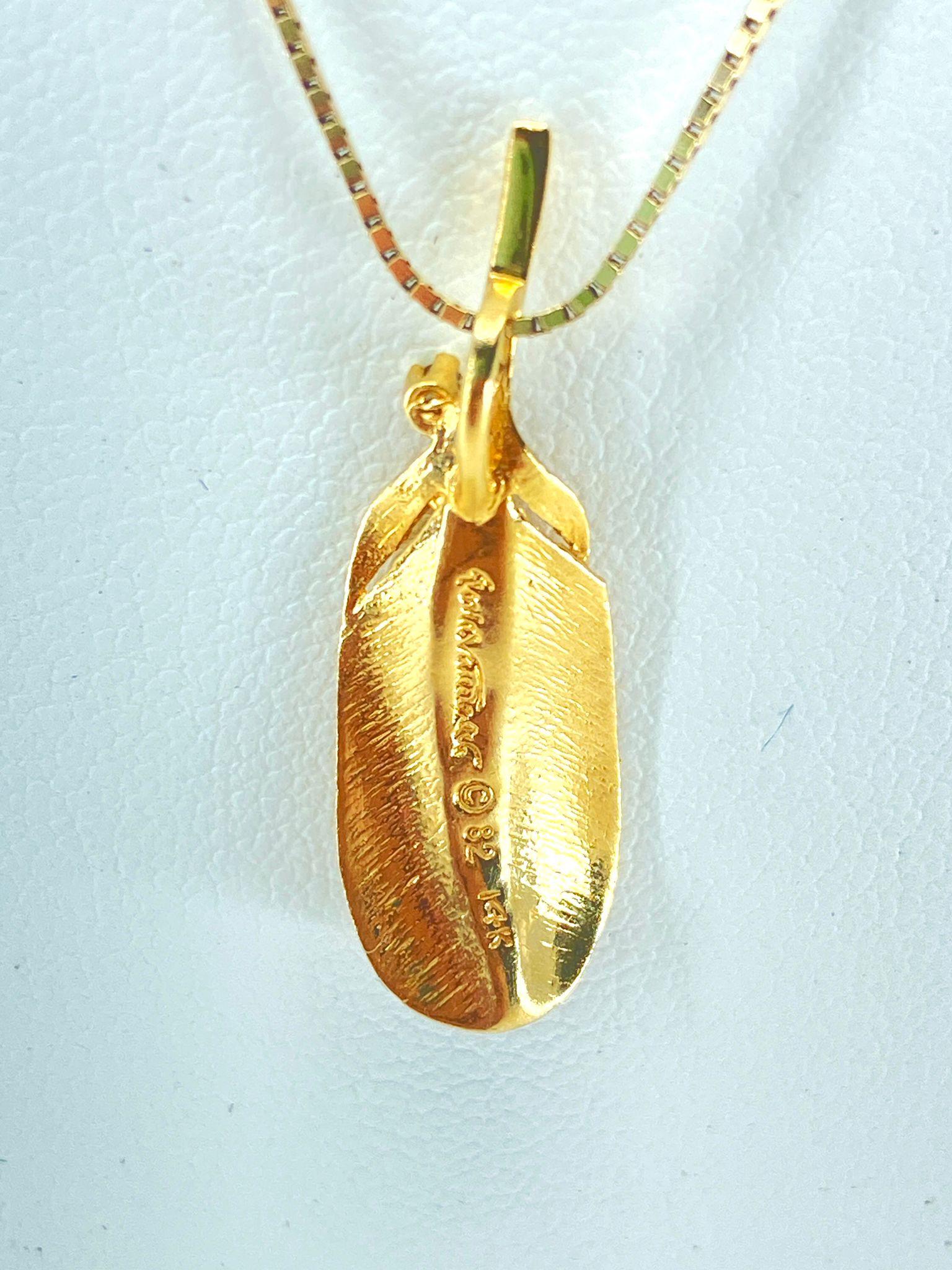 Women's or Men's Victorian 14k Gold & VS Diamond Leaf Pendant For Her  For Sale