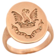 Victorian 14k Intaglio Crest Ring