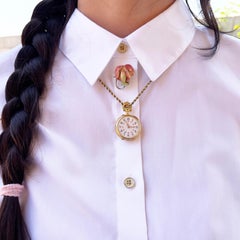 Victorian 14K Iridescent Enamel Blooming Flower Brooch