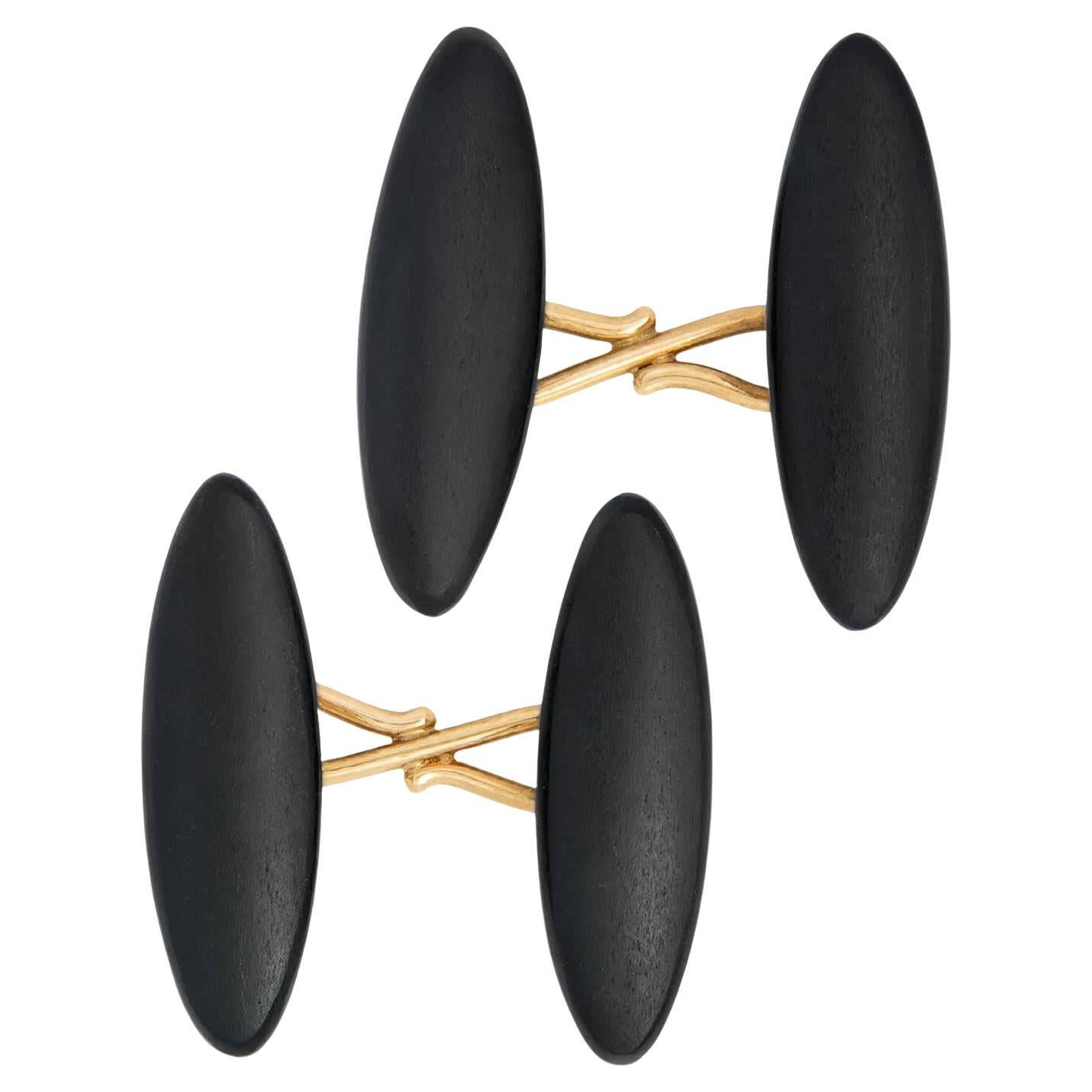 Boutons de manchette victoriens en jais 14k en vente