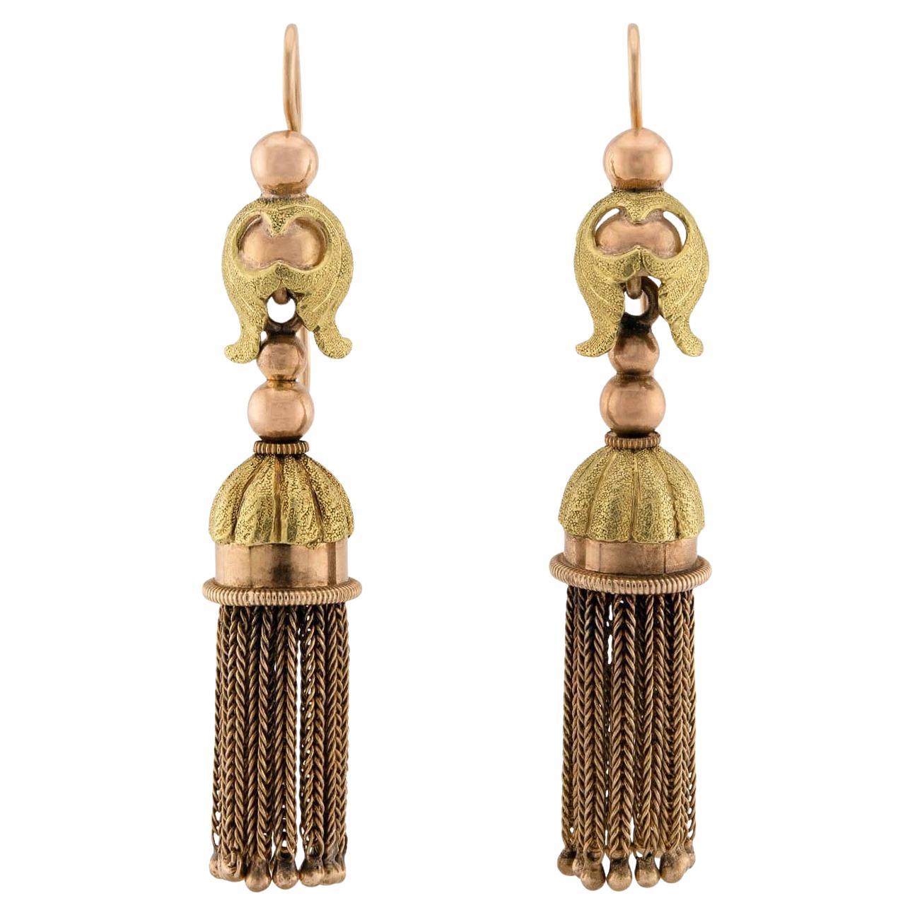 Victorian 14k Mixed Metals Tassel Earrings