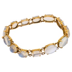 Victorian 14k Moonstone Link Bracelet