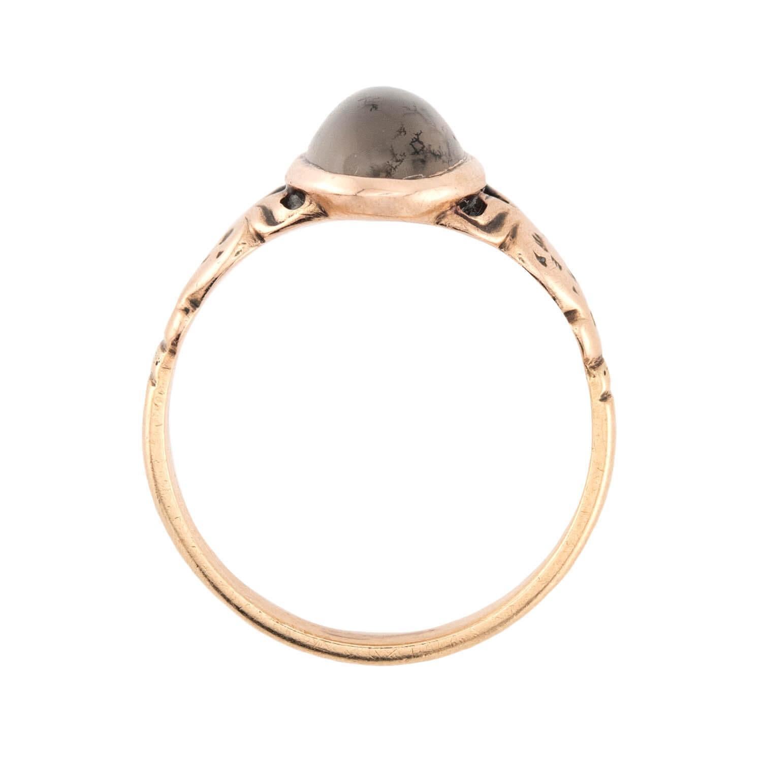 Viktorianischer 14k Moss-Achat-Ring im Zustand „Gut“ im Angebot in Narberth, PA