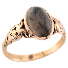 Viktorianischer 14k Moss-Achat-Ring