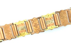 Victorian 14K Multi Color Gold Engraved Inlay Chain Antique Vintage 1860's