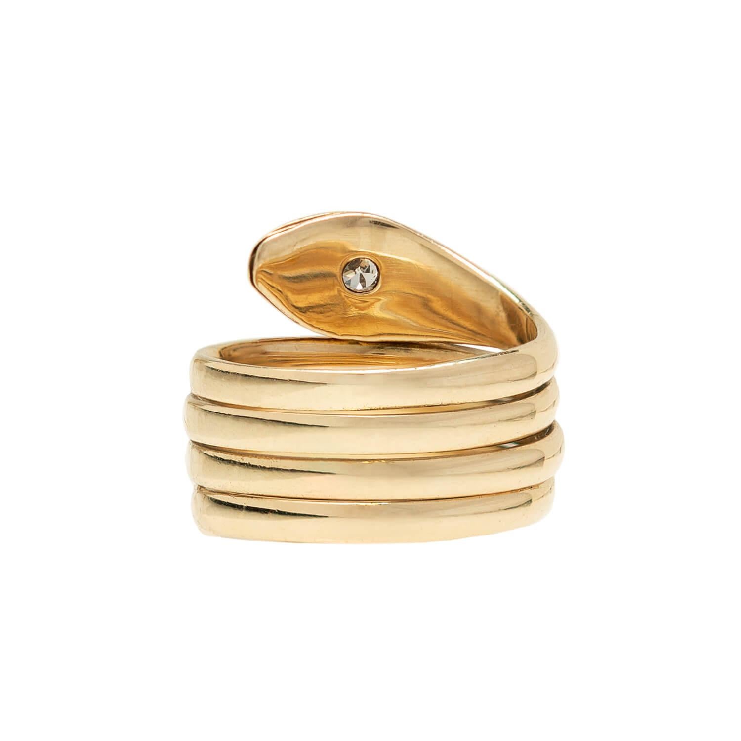 Women's or Men's Victorian 14k Old Mine Cut Diamond Snake Ring .20ct For Sale