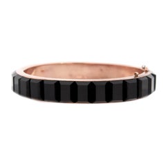 Antique Victorian 14k Onyx Hinged Bangle
