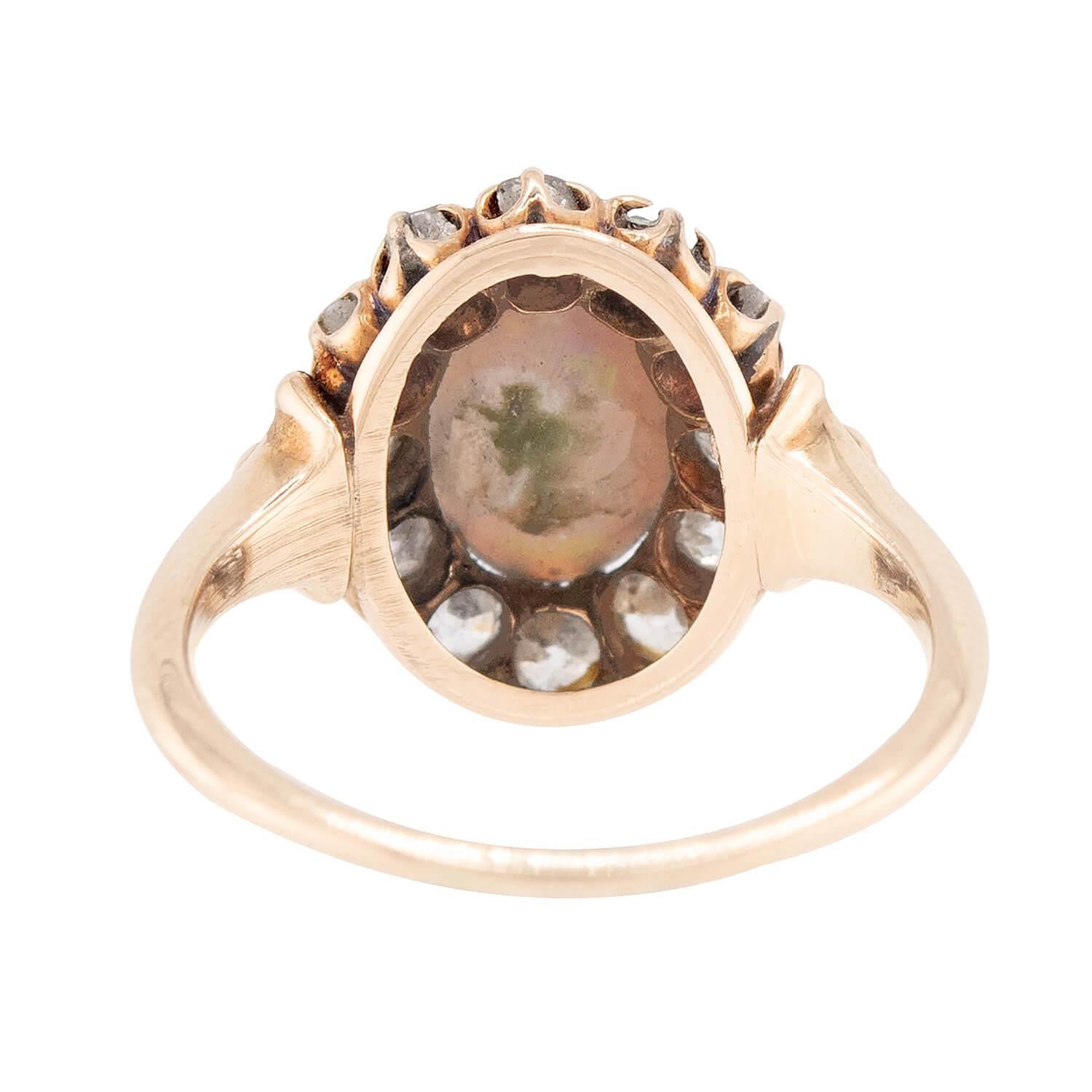 Anello vittoriano a raggiera con opale e diamante in 14 ct. In condizioni buone in vendita a Narberth, PA