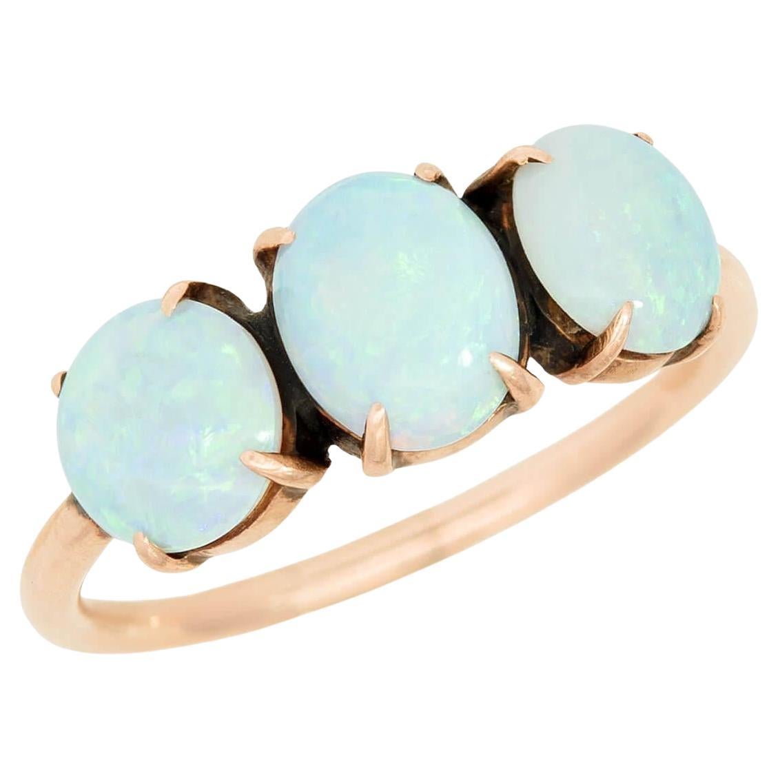 Victorian 14k Opal Three Stone Ring