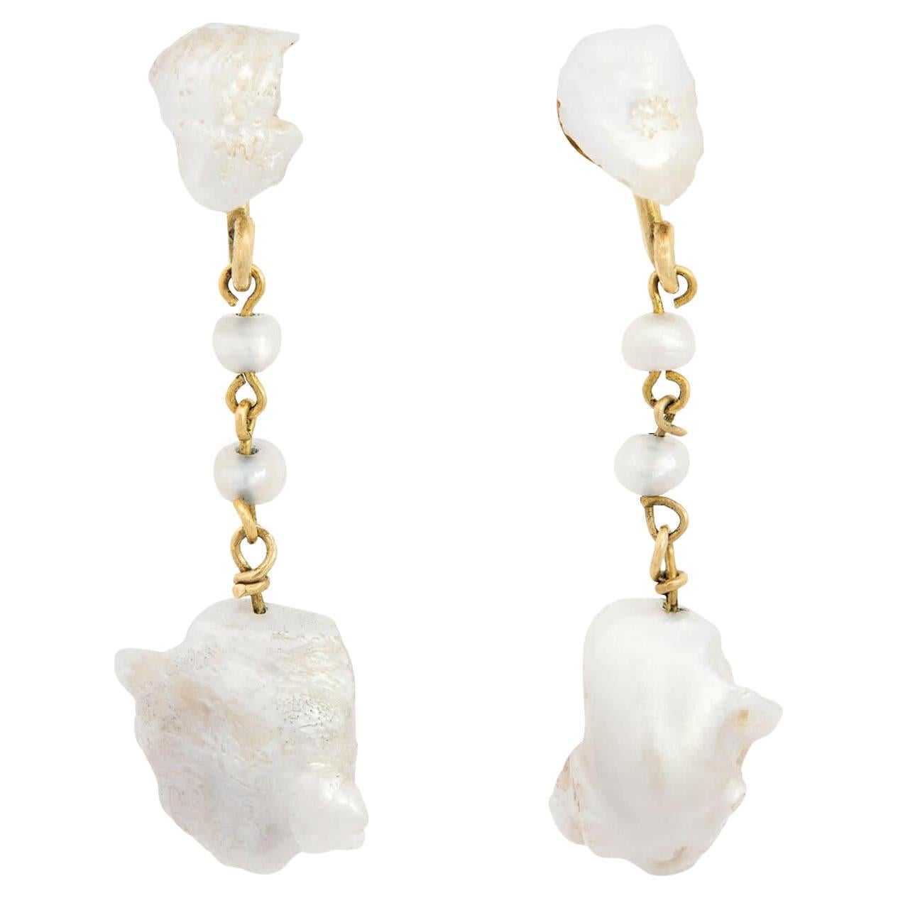 Victorian 14k Pearl Drop Earrings