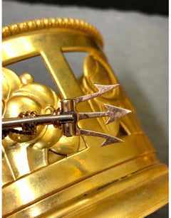 Victorian 14K Platinum Diamond Labradorite Nautical Trident Seashell Pin Brooch