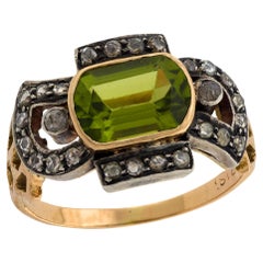 Antique Victorian 14k/Platinum Peridot and Diamond Ring