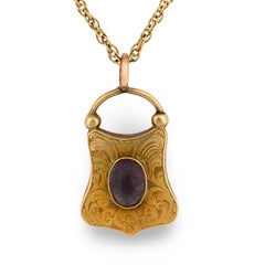 Victorian 14k Quartz Padlock Pendant Necklace