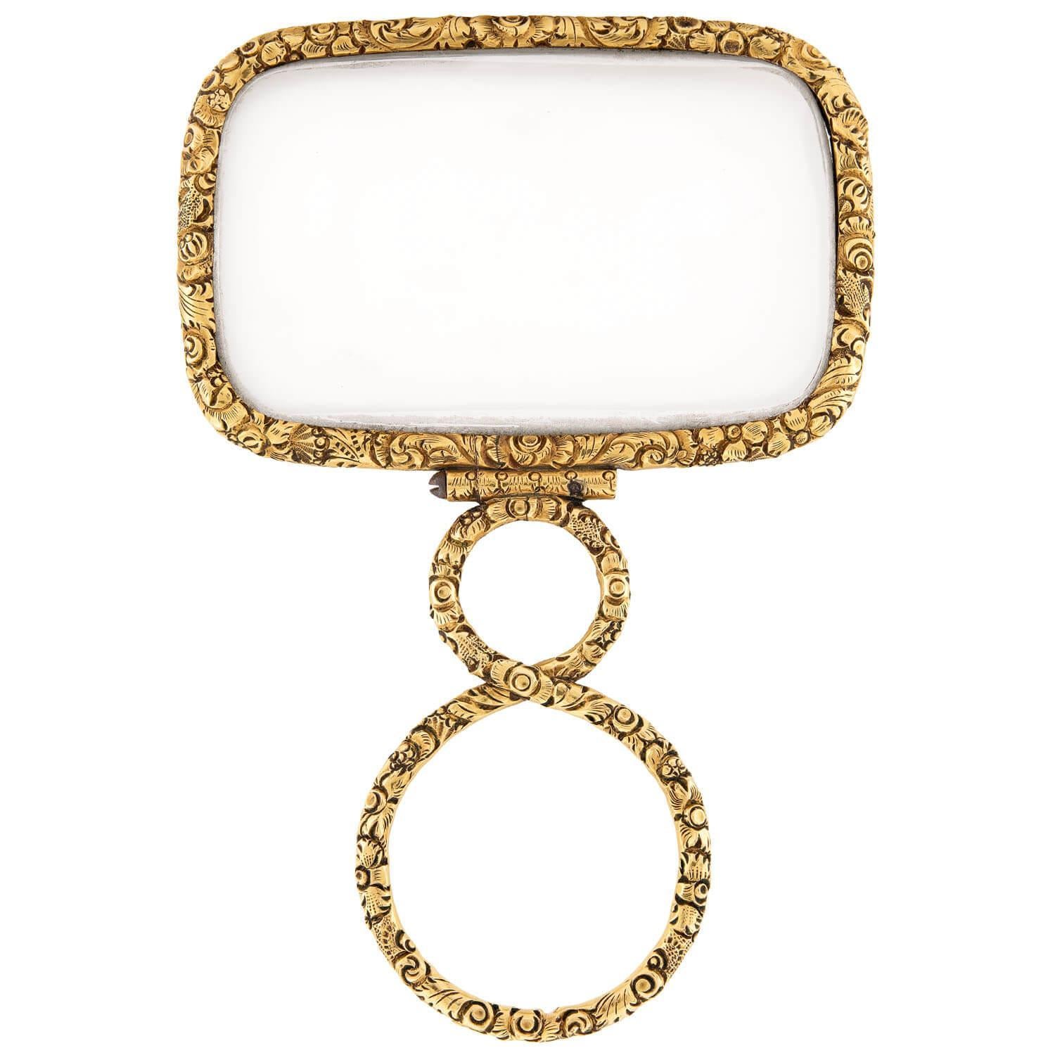 Viktorianisches 14k Repoussé-Lupenglas im Angebot 1