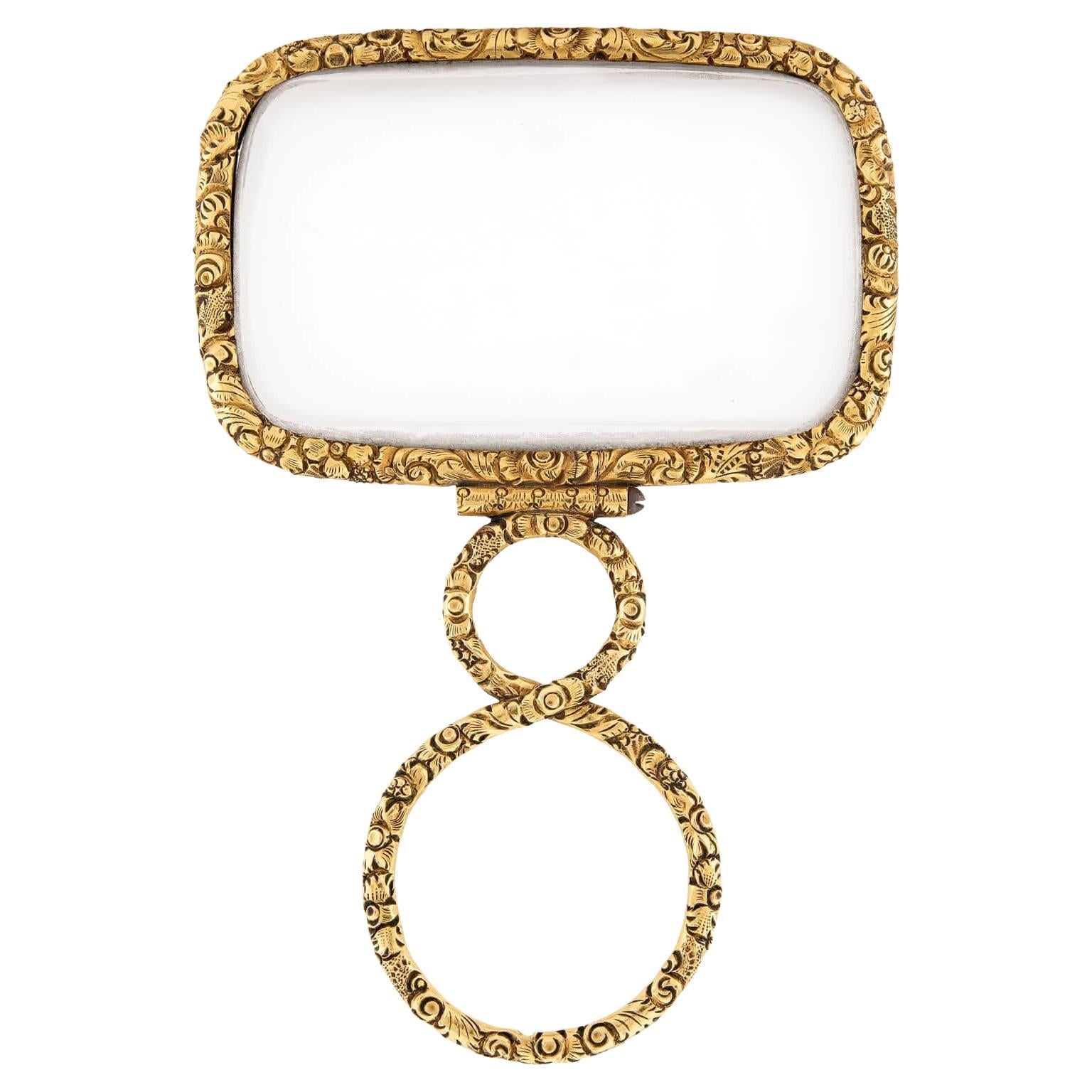 Viktorianisches 14k Repoussé-Lupenglas im Angebot