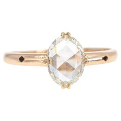Antique Victorian 14K Rose Gold 1.02 Carat Rose Cut Engagement Ring