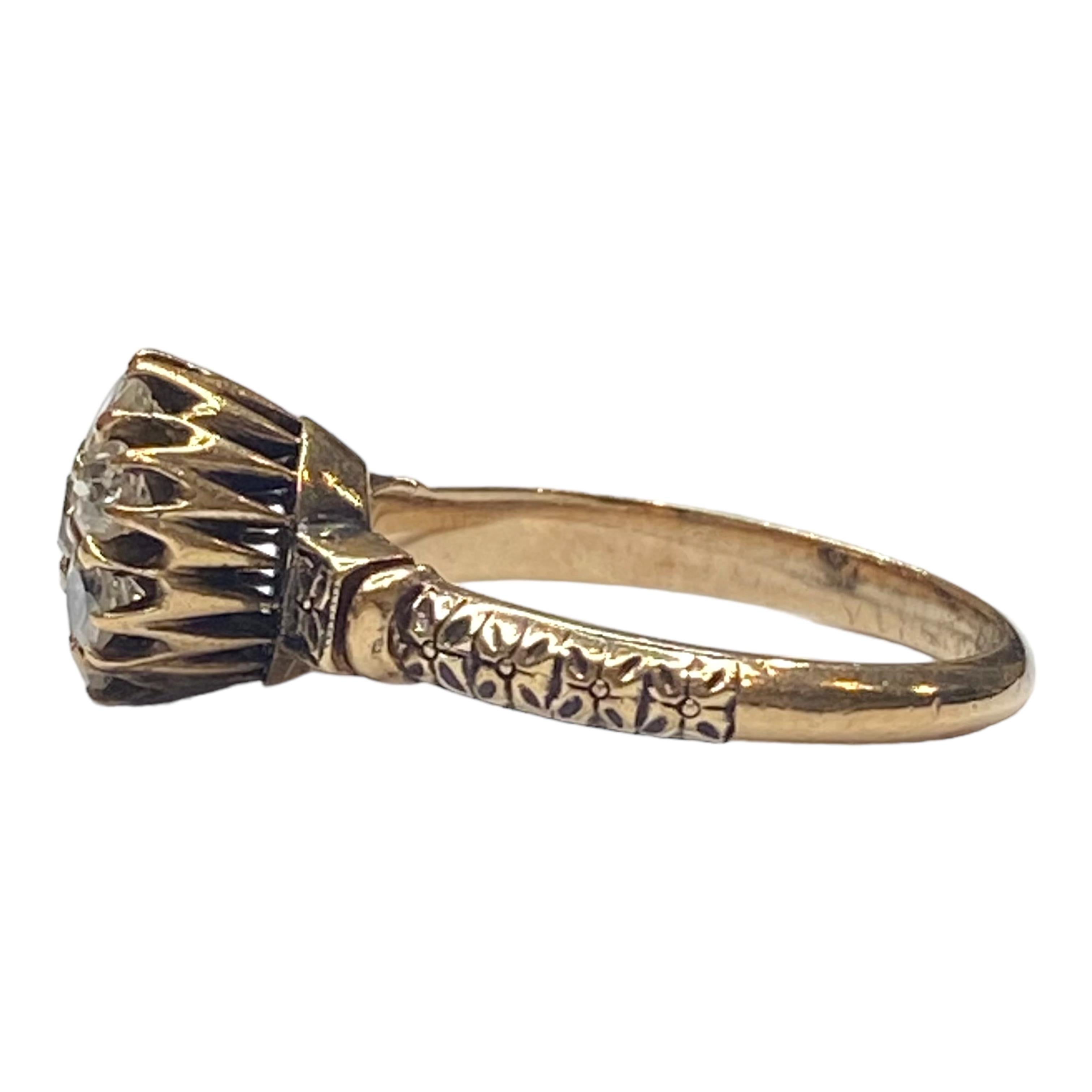 Victorien Bague victorienne en or rose 14 carats avec diamant