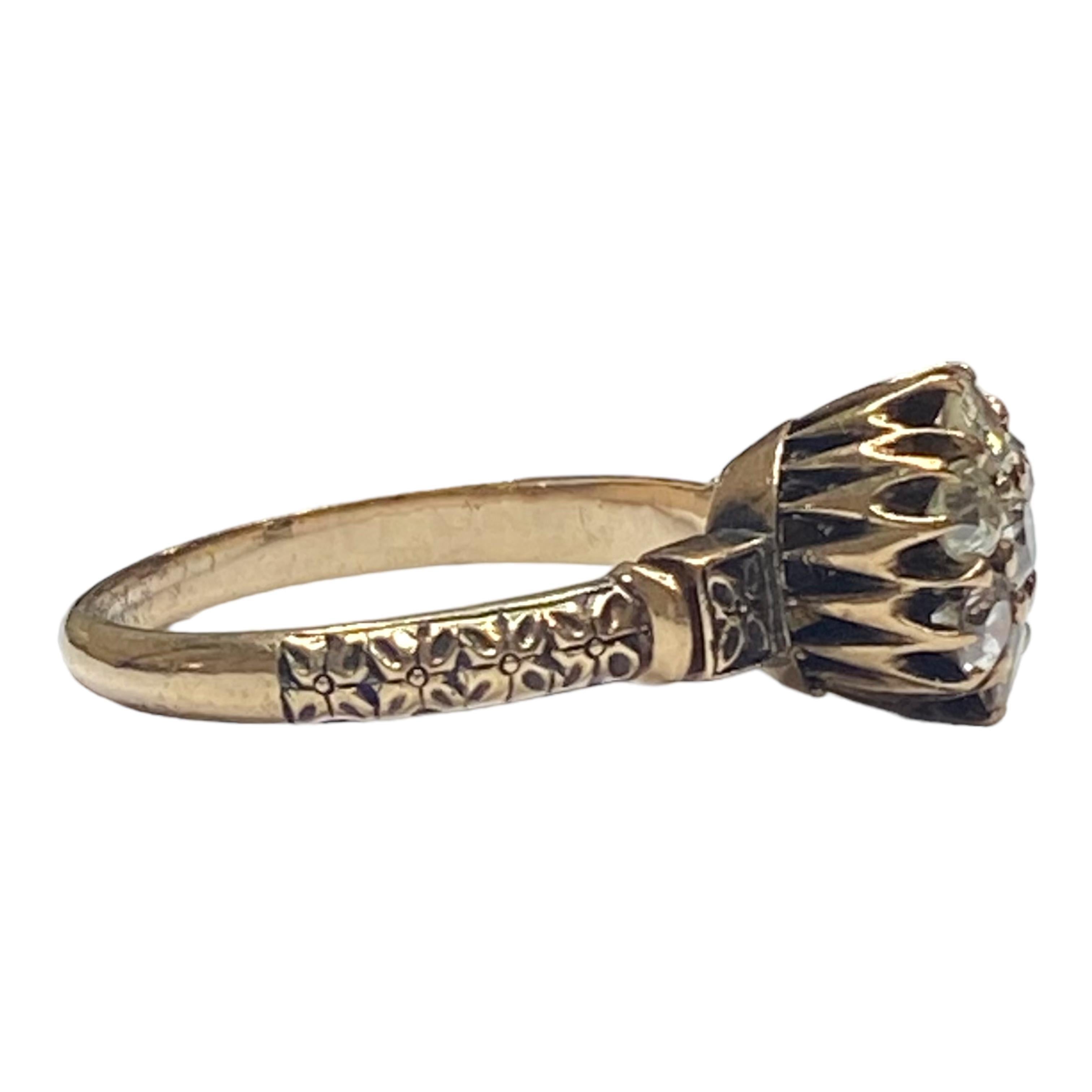 Taille vieille mine Bague victorienne en or rose 14 carats avec diamant