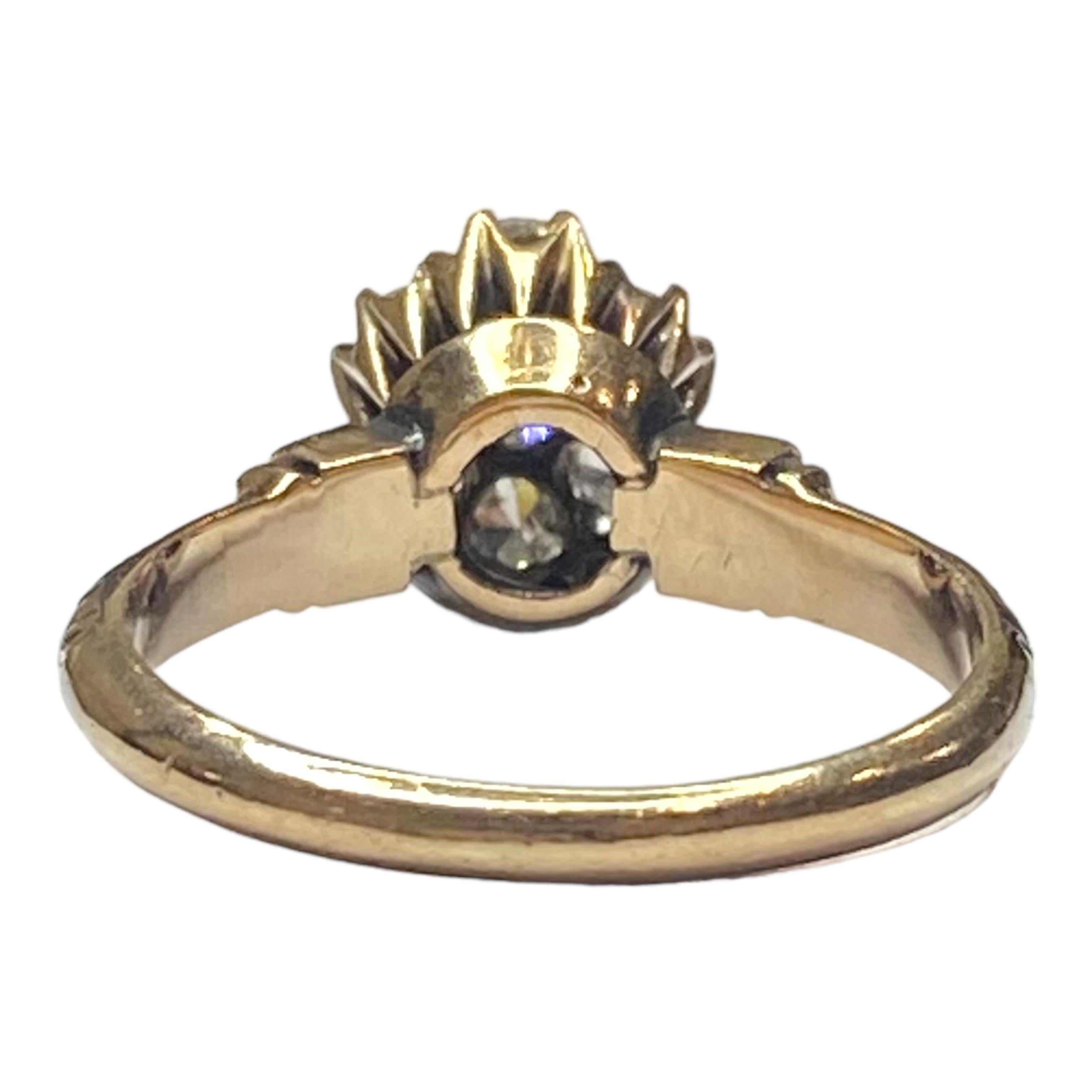 Bague victorienne en or rose 14 carats avec diamant Bon état à Henderson, NV
