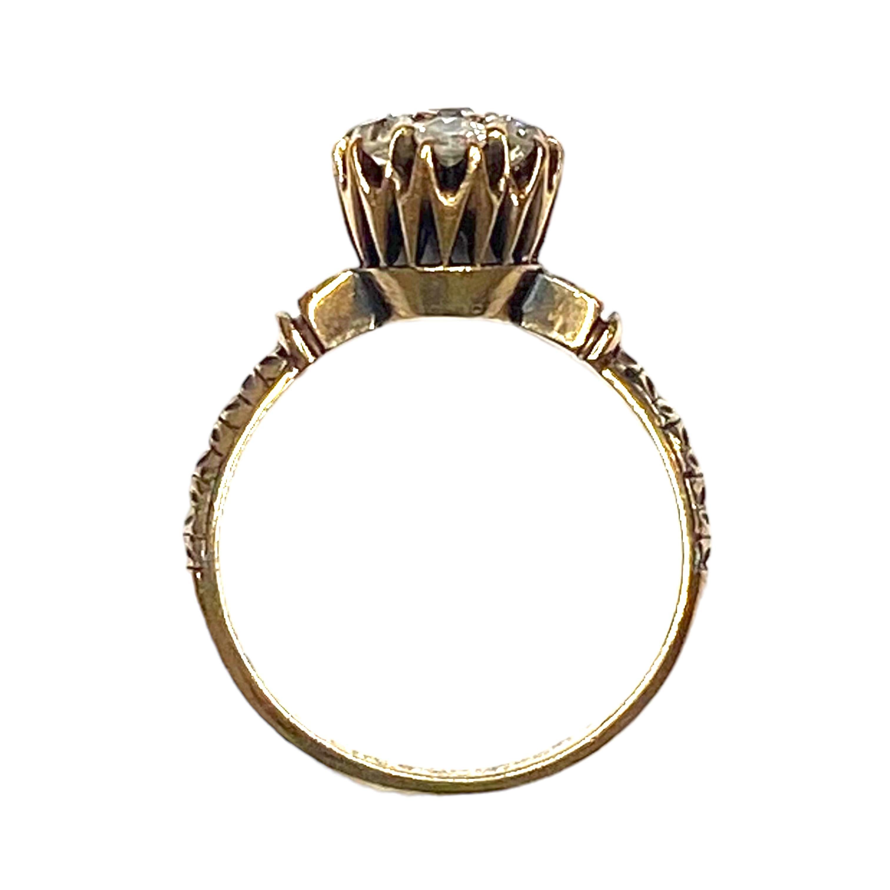  Bague victorienne en or rose 14 carats avec diamant Pour femmes 